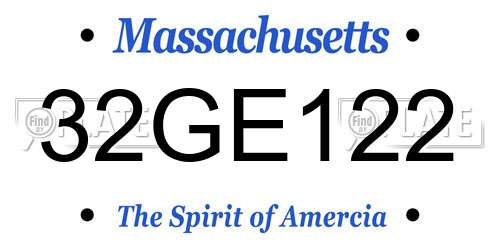 32GE122 Massachusetts License Plate