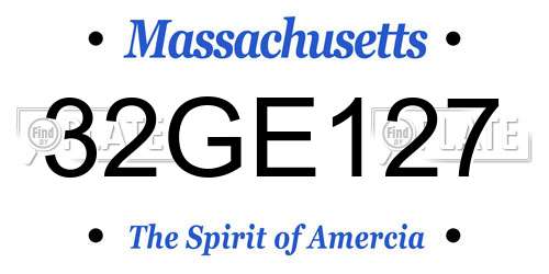 32GE127 Massachusetts License Plate