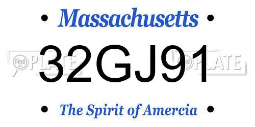 32GJ91 Massachusetts License Plate