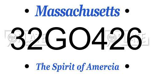 32GO426 Massachusetts License Plate