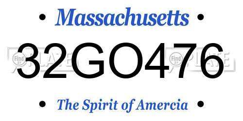32GO476 Massachusetts License Plate