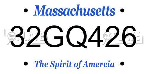 32GQ426 Massachusetts License Plate
