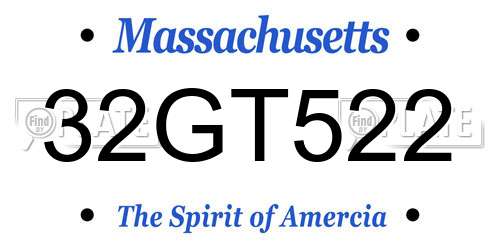 32GT522 Massachusetts License Plate