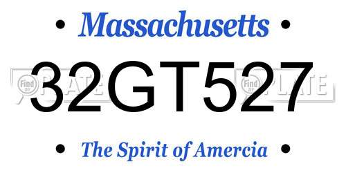32GT527 Massachusetts License Plate