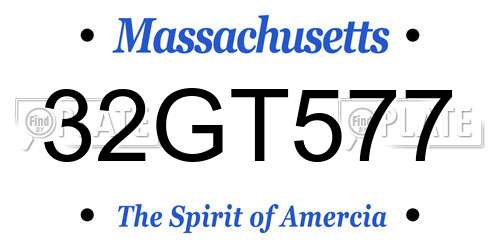 32GT577 Massachusetts License Plate