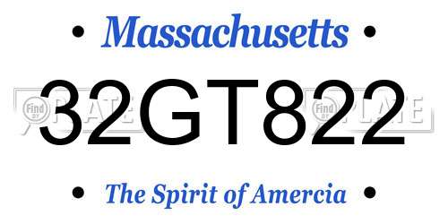32GT822 Massachusetts License Plate