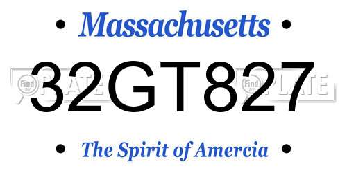 32GT827 Massachusetts License Plate