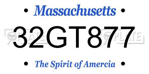 32GT877 Massachusetts License Plate