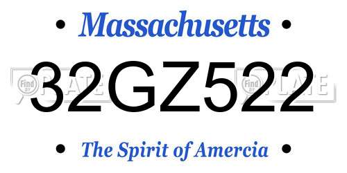 32GZ522 Massachusetts License Plate