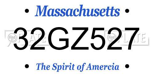 32GZ527 Massachusetts License Plate