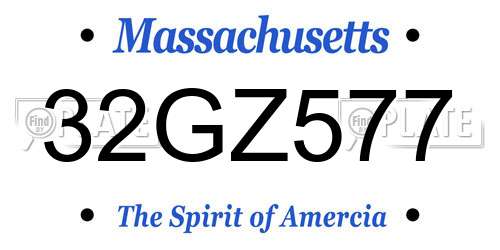 32GZ577 Massachusetts License Plate