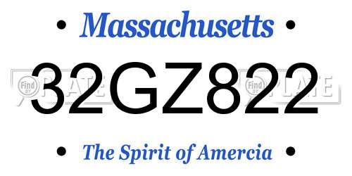 32GZ822 Massachusetts License Plate