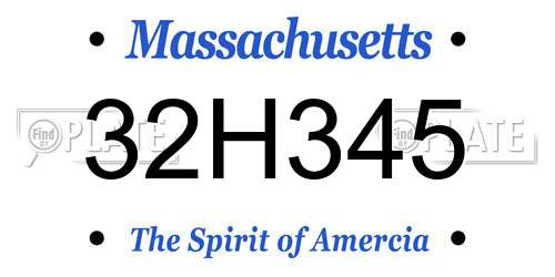 32H345 Massachusetts License Plate
