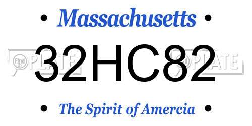 32HC82 Massachusetts License Plate