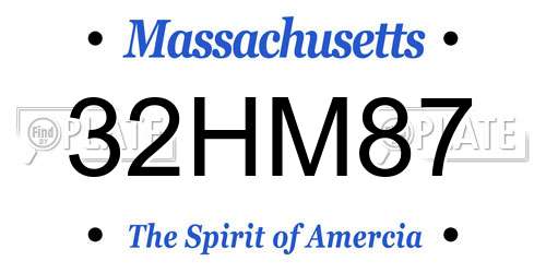 32HM87 Massachusetts License Plate