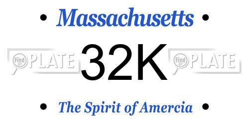 32K Massachusetts License Plate