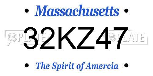 32KZ47 Massachusetts License Plate