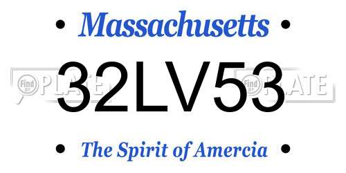 32LV53 Massachusetts License Plate