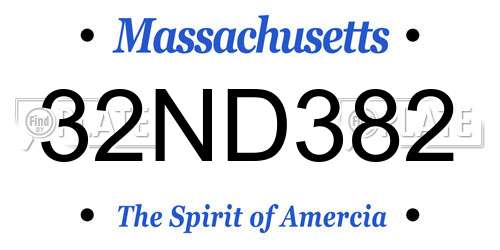 32ND382 Massachusetts License Plate