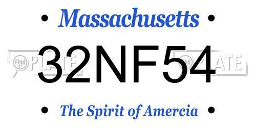 32NF54 Massachusetts License Plate