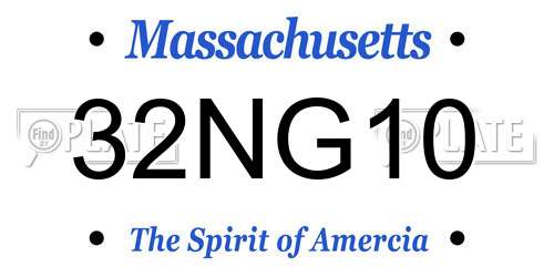 32NG10 Massachusetts License Plate