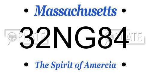 32NG84 Massachusetts License Plate