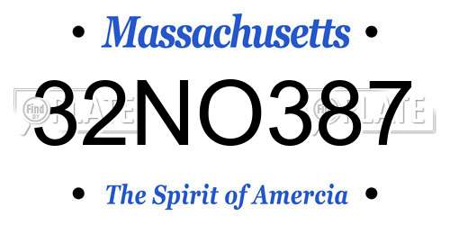 32NO387 Massachusetts License Plate
