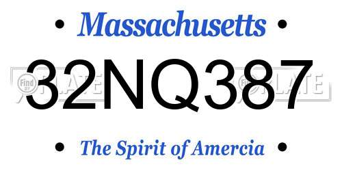 32NQ387 Massachusetts License Plate