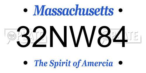 32NW84 Massachusetts License Plate