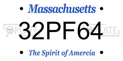 32PF64 Massachusetts License Plate