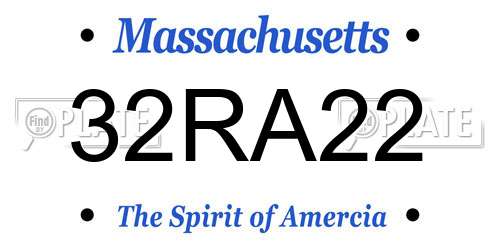 32RA22 Massachusetts License Plate
