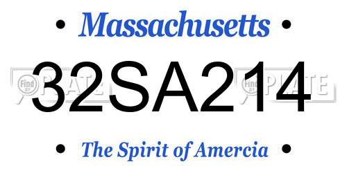 32SA214 Massachusetts License Plate