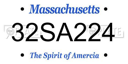 32SA224 Massachusetts License Plate