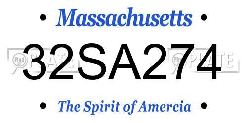 32SA274 Massachusetts License Plate