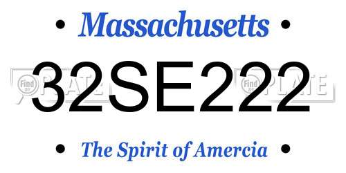 32SE222 Massachusetts License Plate