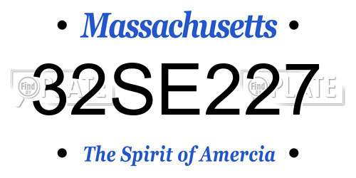 32SE227 Massachusetts License Plate