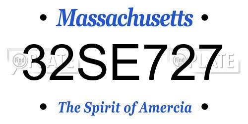 32SE727 Massachusetts License Plate
