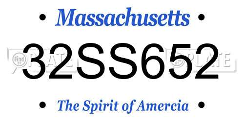 32SS652 Massachusetts License Plate