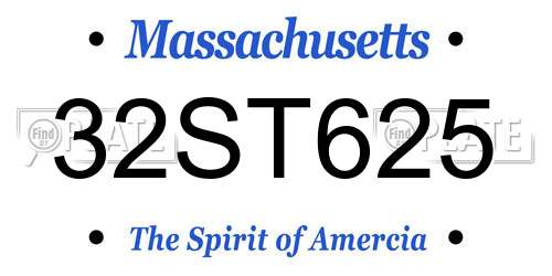 32ST625 Massachusetts License Plate