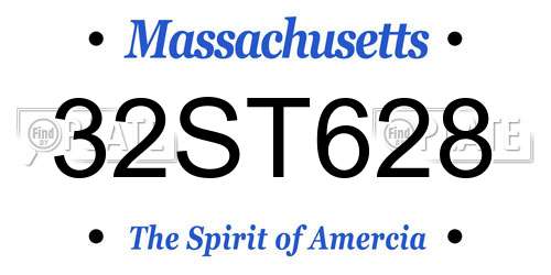 32ST628 Massachusetts License Plate