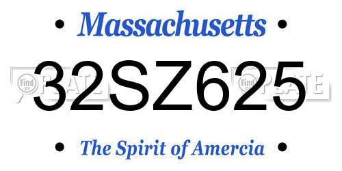32SZ625 Massachusetts License Plate