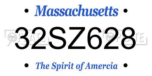 32SZ628 Massachusetts License Plate
