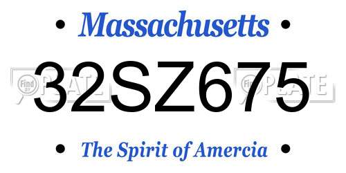 32SZ675 Massachusetts License Plate