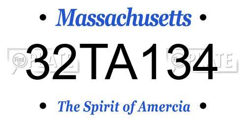 32TA134 Massachusetts License Plate