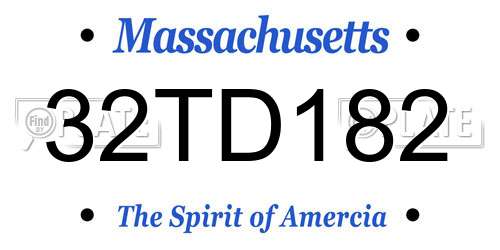 32TD182 Massachusetts License Plate