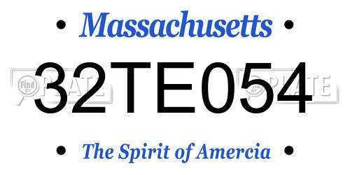 32TE054 Massachusetts License Plate