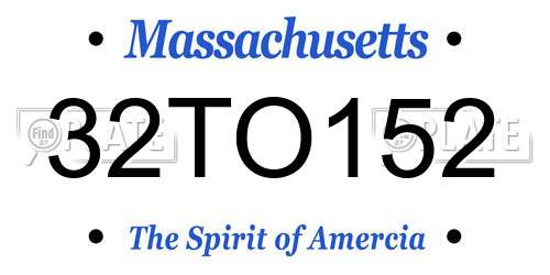 32TO152 Massachusetts License Plate