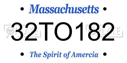 32TO182 Massachusetts License Plate