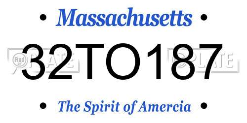 32TO187 Massachusetts License Plate
