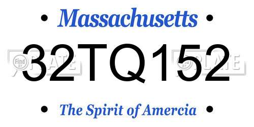 32TQ152 Massachusetts License Plate
